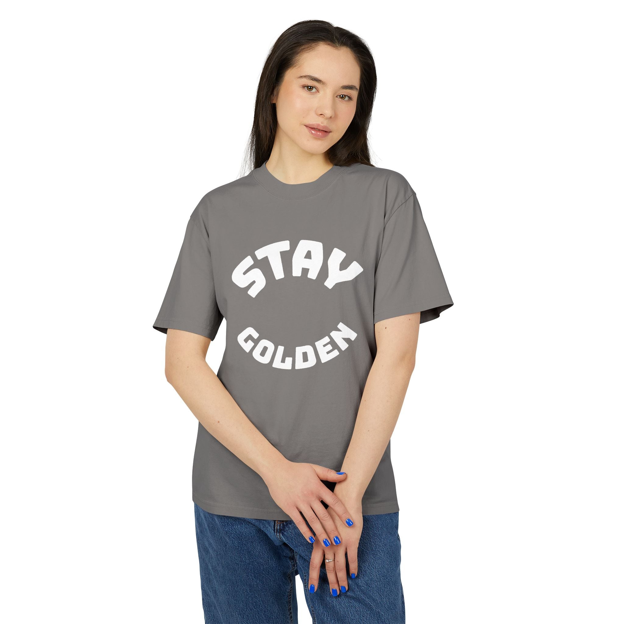 Stay Golden Unisex Heavy Faded Tee, Casual Graphic T-Shirt, Vintage Style Shirt, Gift for Friends, Everyday Wear, Comfortable Fashion